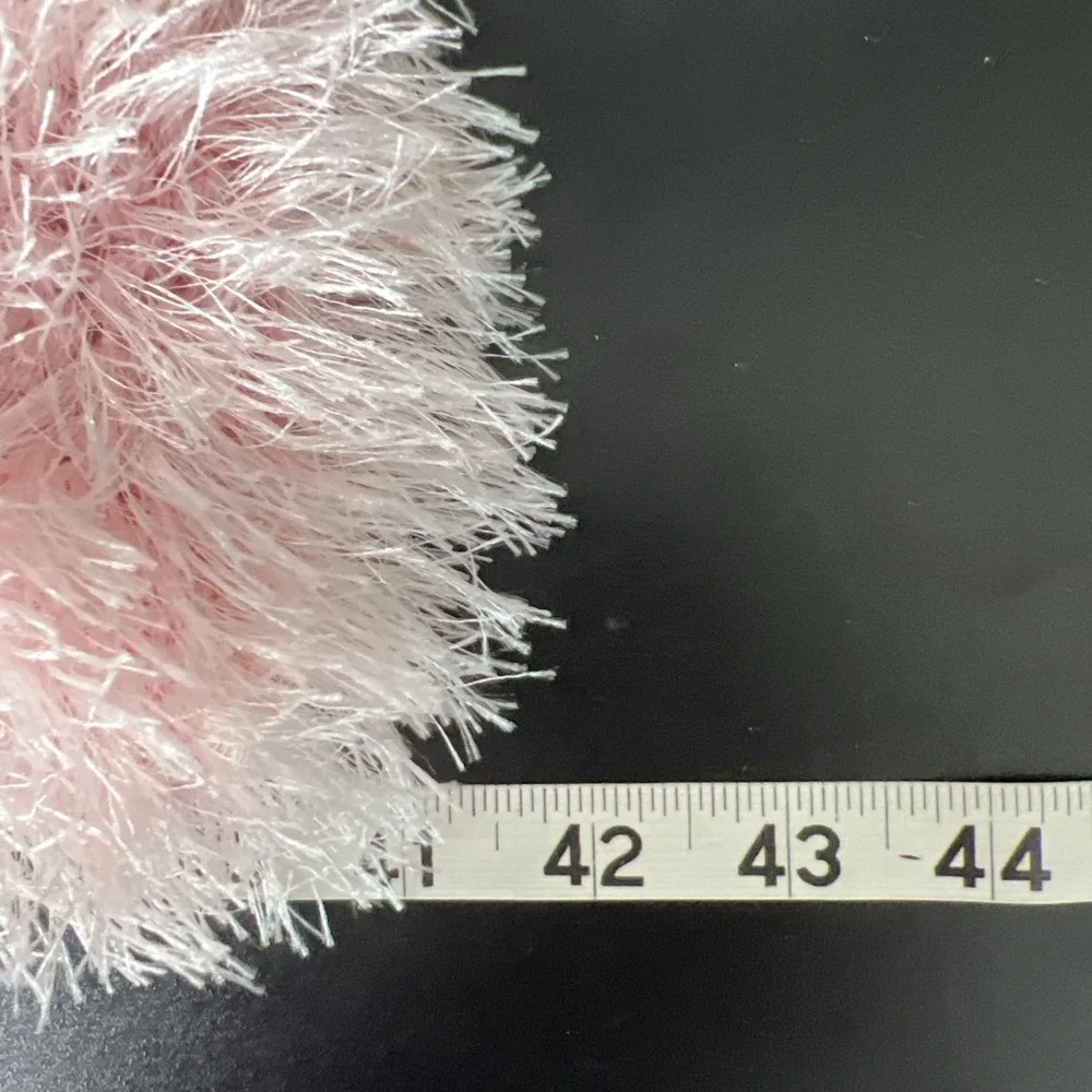 VTG Y2K Fuzzy Fluffy Eyelash Knit Scarf Light Pink Fairy Coquette Princess Long